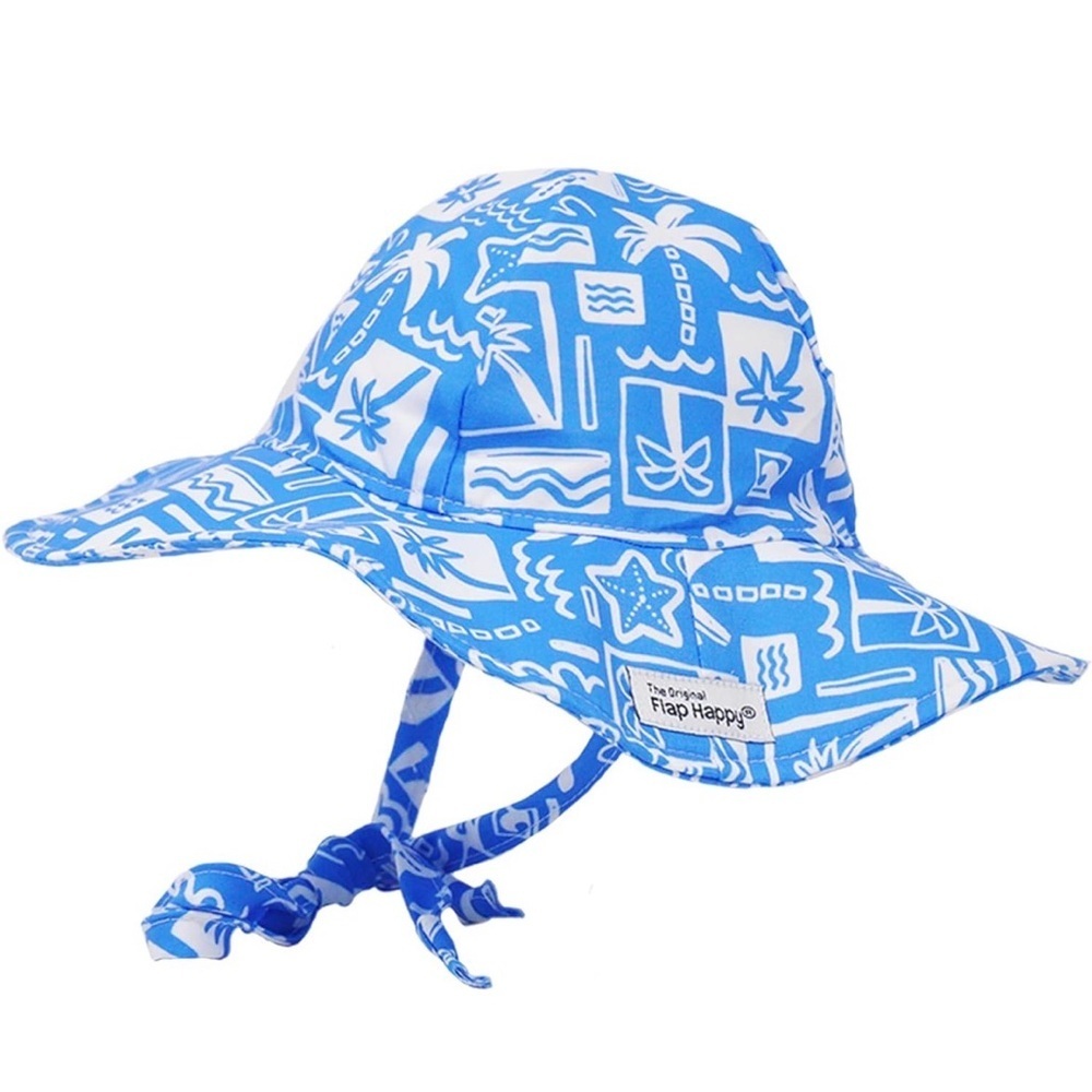 Flap Happy UPF 50+ Floppy Hat Blue and White Sun Hat Size Xl NWT